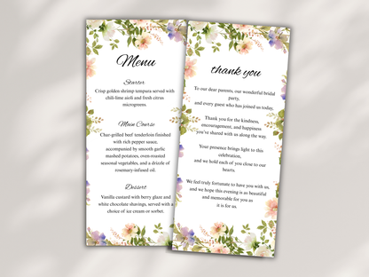 Wedding Thank you Card, Menu Card, Table Card. WI294
