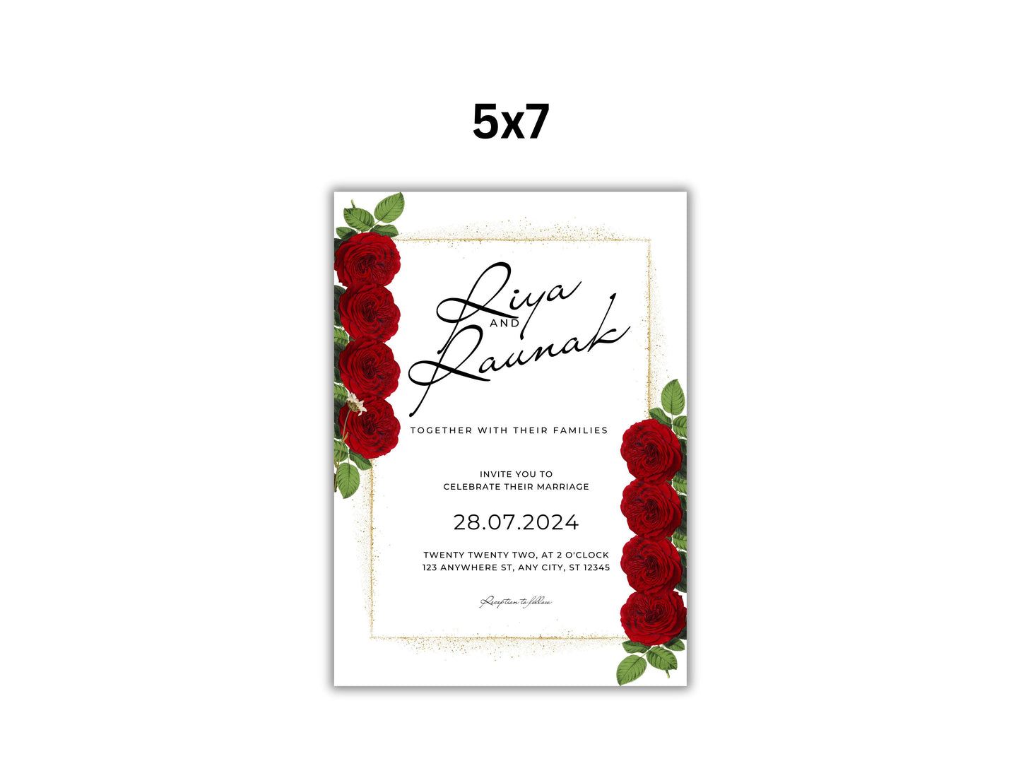 Red and White Wedding Invitation Set, Red Roses Wedding Invite, Floral Wedding, RSVP Card, Details Card, Printable Wedding Invite Suite.WT81