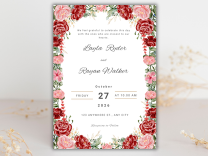Wedding Invitation Bundle, RSVP, Thank You Card, Table Card, Menu Card, Reception Card, Details Card. WI232