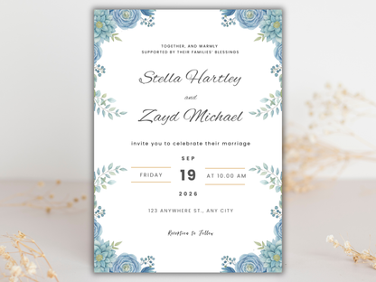 Wedding Invitation Bundle, RSVP, Thank You Card, Table Card, Menu Card, Reception Card, Details Card. WI242