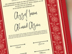 Rose Nikkah Certificate Template, Editable Nikkahnama, Printable Nikah Contract, Muslim Contract, Red Nikkah Islamic Marriage Contract.NN252