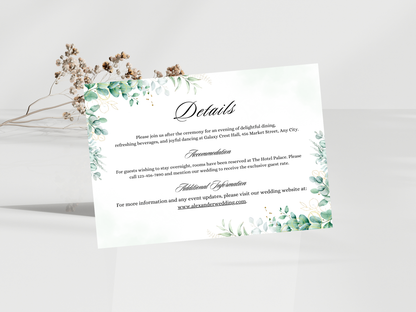 Wedding Invitation, RVSP, Details Template, Instant Download MTC402