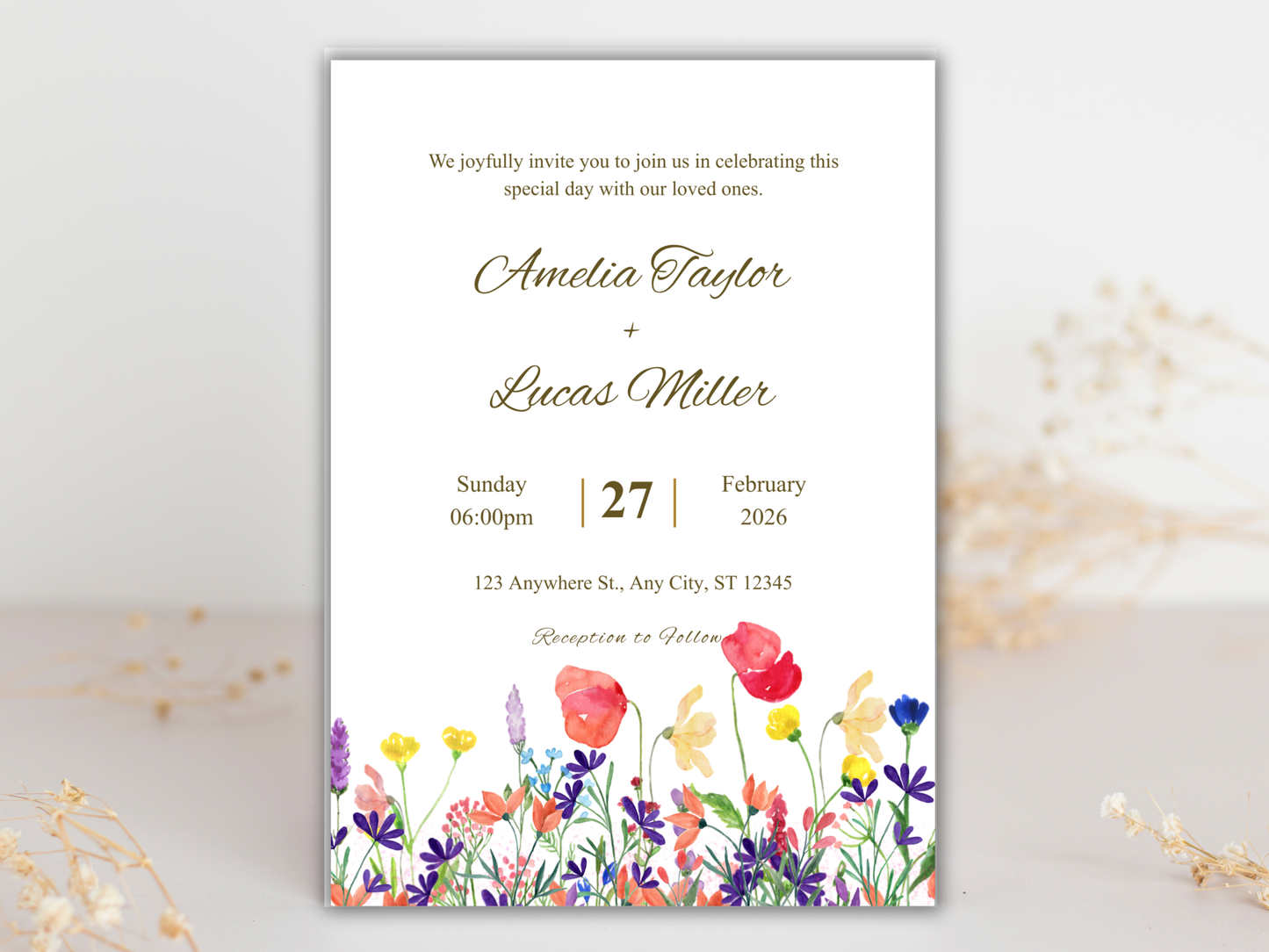 Wedding Invitation Bundle, RSVP, Thank You Card, Table Card, Menu Card, Reception Card, Details Card. WI260