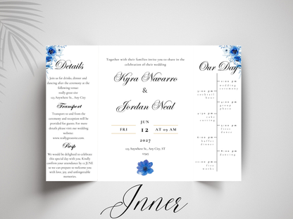 Gatefold Wedding Invitation Template, Menu Card, Thank you Card, Place Card, Name Card WI268