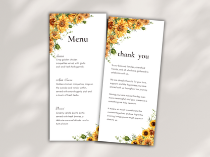 Wedding Thank you Card, Menu Card, Table Card. WI319