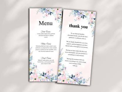Wedding Thank you Card, Menu Card, Table Card. WI350