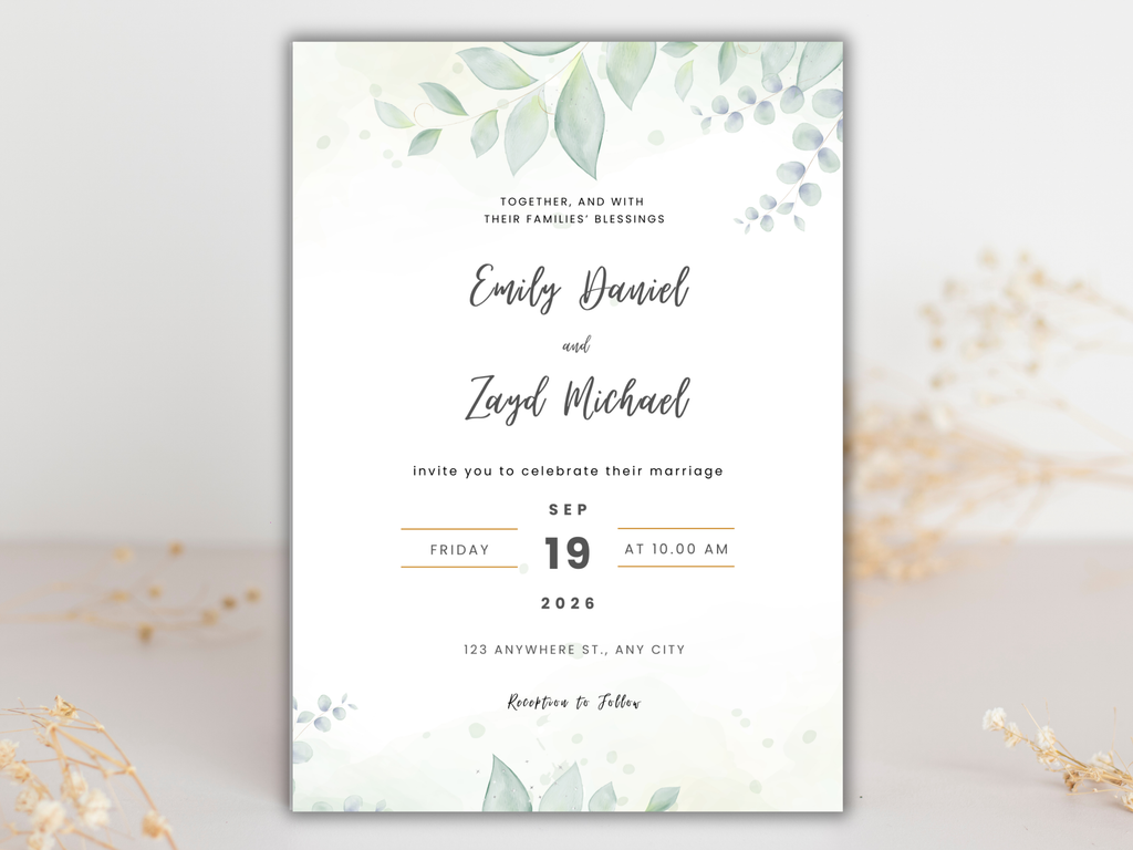 Wedding Invitation Bundle, RSVP, Thank You Card, Table Card, Menu Card, Reception Card, Details Card. WI240