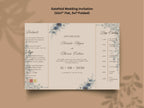 Blue Floral Wedding Itinerary Template, Save The Date Schedule Card, Elegant Navy Wedding Day Timeline, Printable Itinerary Invitation.WI175
