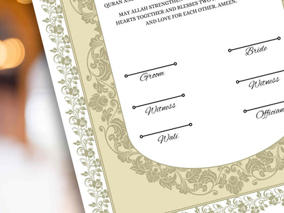 Nikkah Certificate Digital, Nikkah Contract,Customizable Digital Nikkah Certificate: Islamic Wedding Contract, Marriage Certificate. NN283