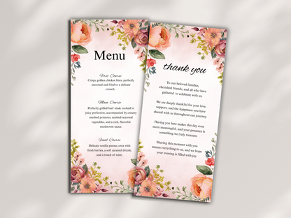 Wedding Thank you Card, Menu Card, Table Card. WI345