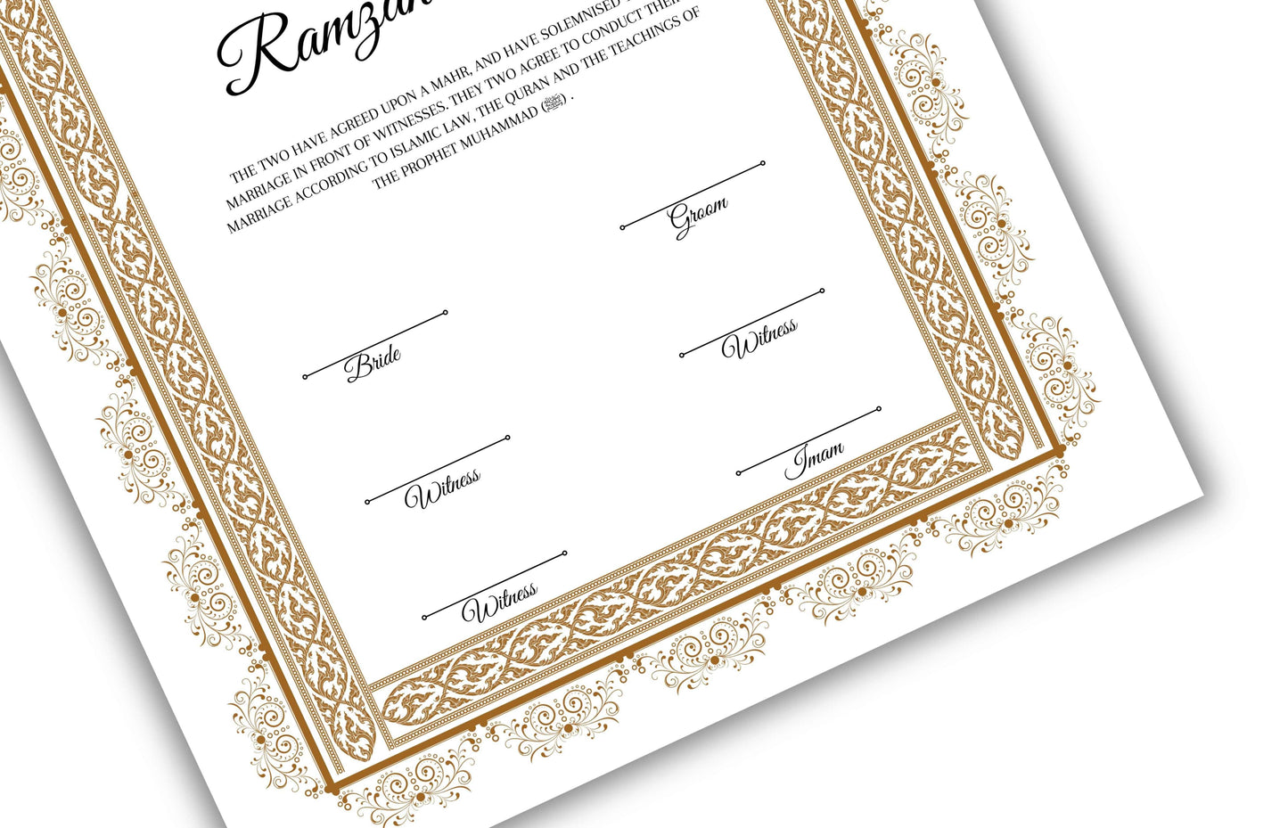 Islamic Marriage Certification | Nikahnama | Contract | Muslim Wedding | Digital Download. NN129