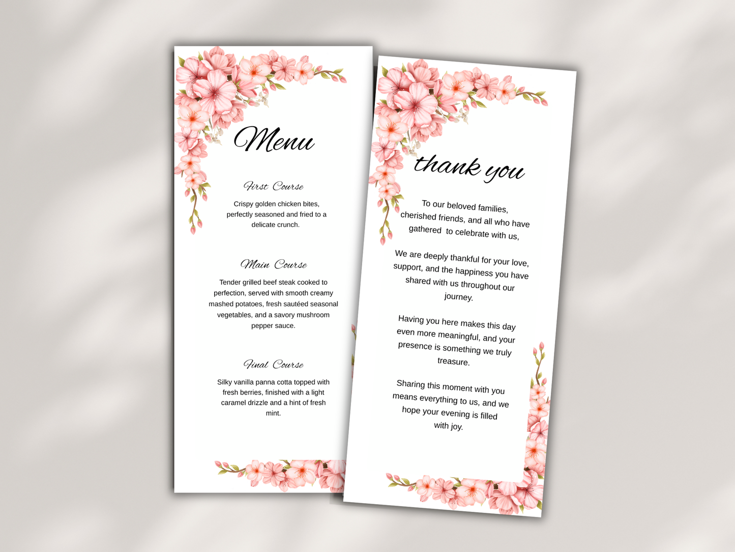 Wedding Thank you Card, Menu Card, Table Card. WI356