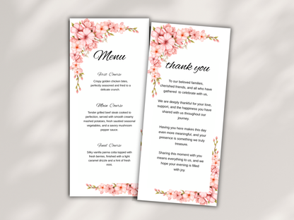Wedding Thank you Card, Menu Card, Table Card. WI356
