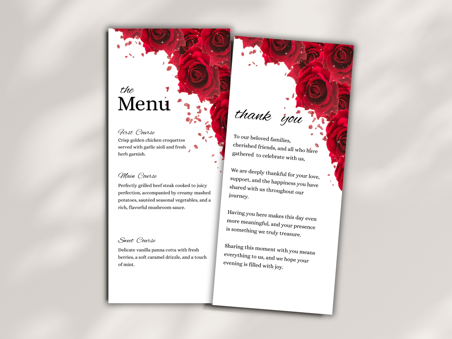 Wedding Thank you Card, Menu Card, Table Card. WI336