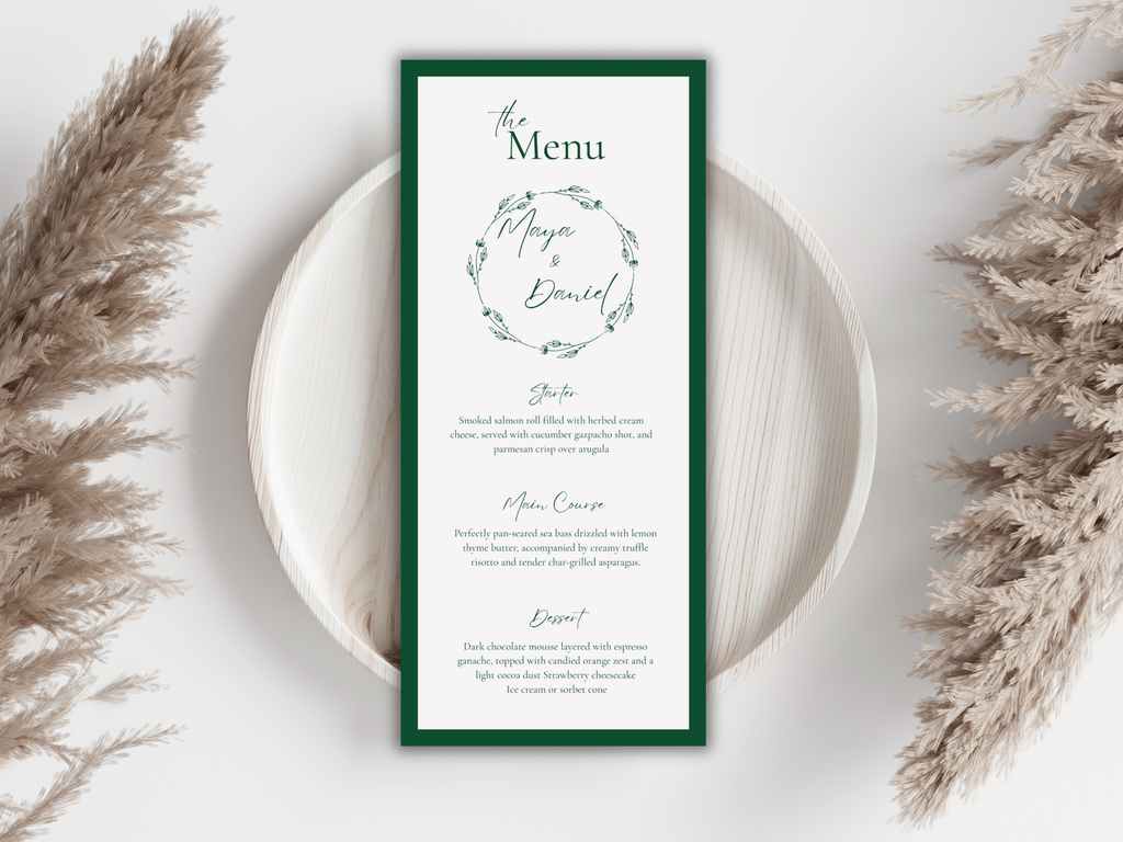 Wedding Menu Template, Place Card. WI200