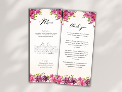 Wedding Thank you Card, Menu Card, Table Card. WI367