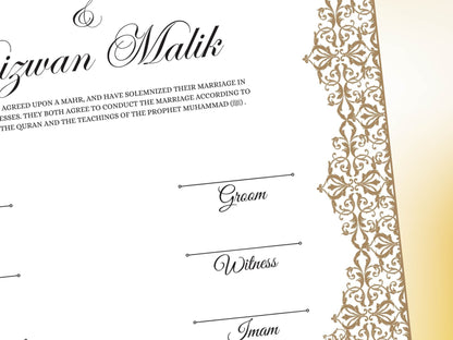 Nikkah Certificate, Nikkah Islamic Marriage Certificate, Printable, Custom Name Nikkah. Quran Verse, Digital Download. NN246