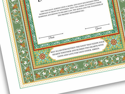 Nikkah Certificate Digital Download, Editable, Template, Muslim Contract, Muslim Marriage, A4, A3, Template, Instat Download. NN171