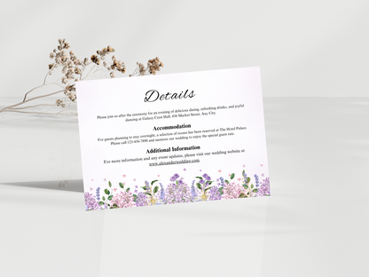 Floral Wedding Invitation, RSVP, Details, Bottle Label MTC392