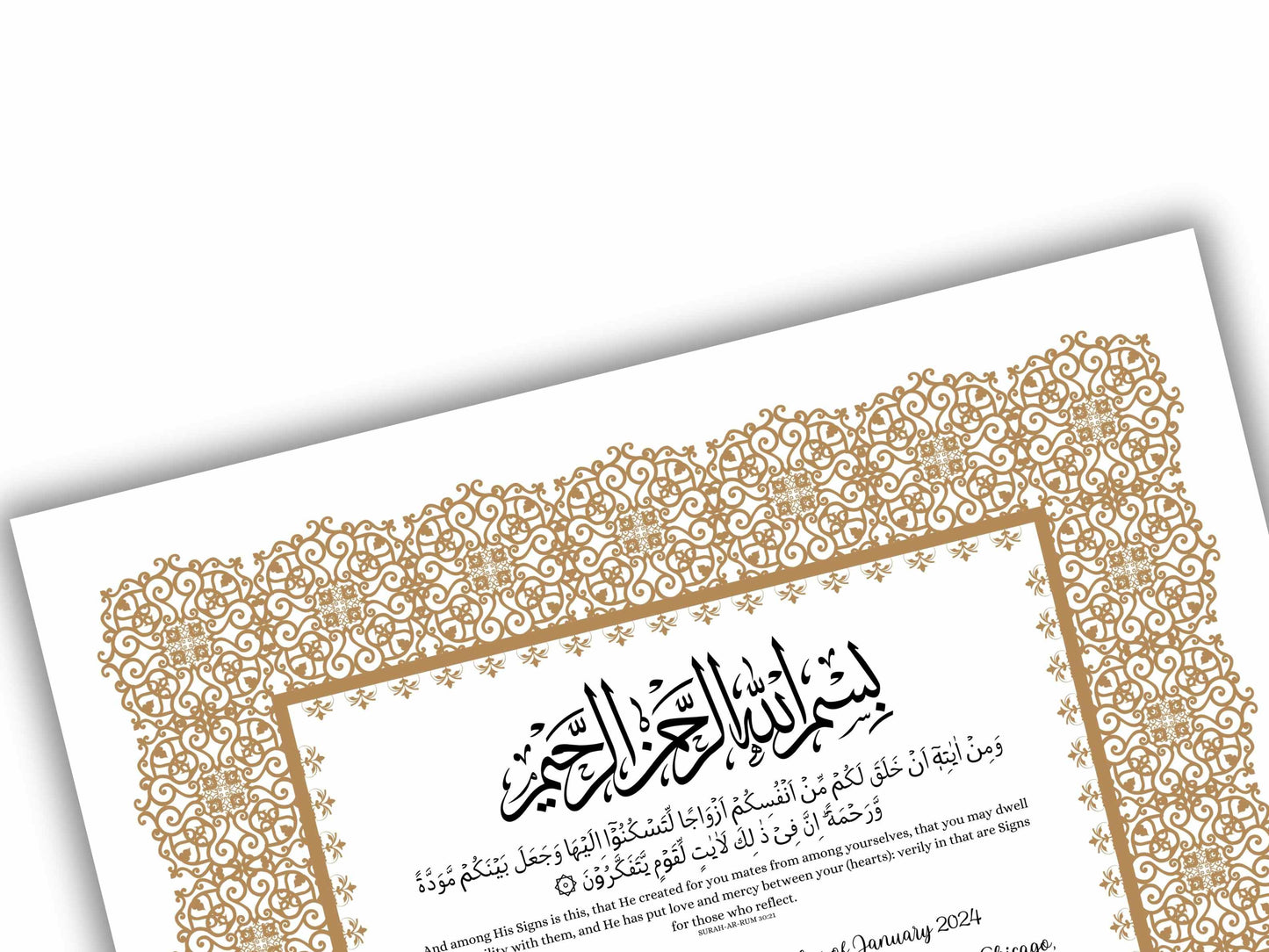 Luxury Nikkah Certificate, Premium A4/A3 Islamic Wedding Contract, Nikkah Nama, Muslim Marriage Certificate, Personalised Names, NN198