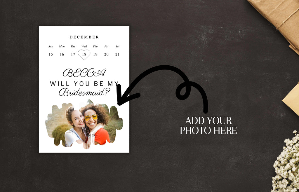 Bridesmaid Proposal Card Template, Editable Will You Be My Bridesmaid Card, Proposal Card Photo Invitation, Bridesmaid Card, Digital. BT43