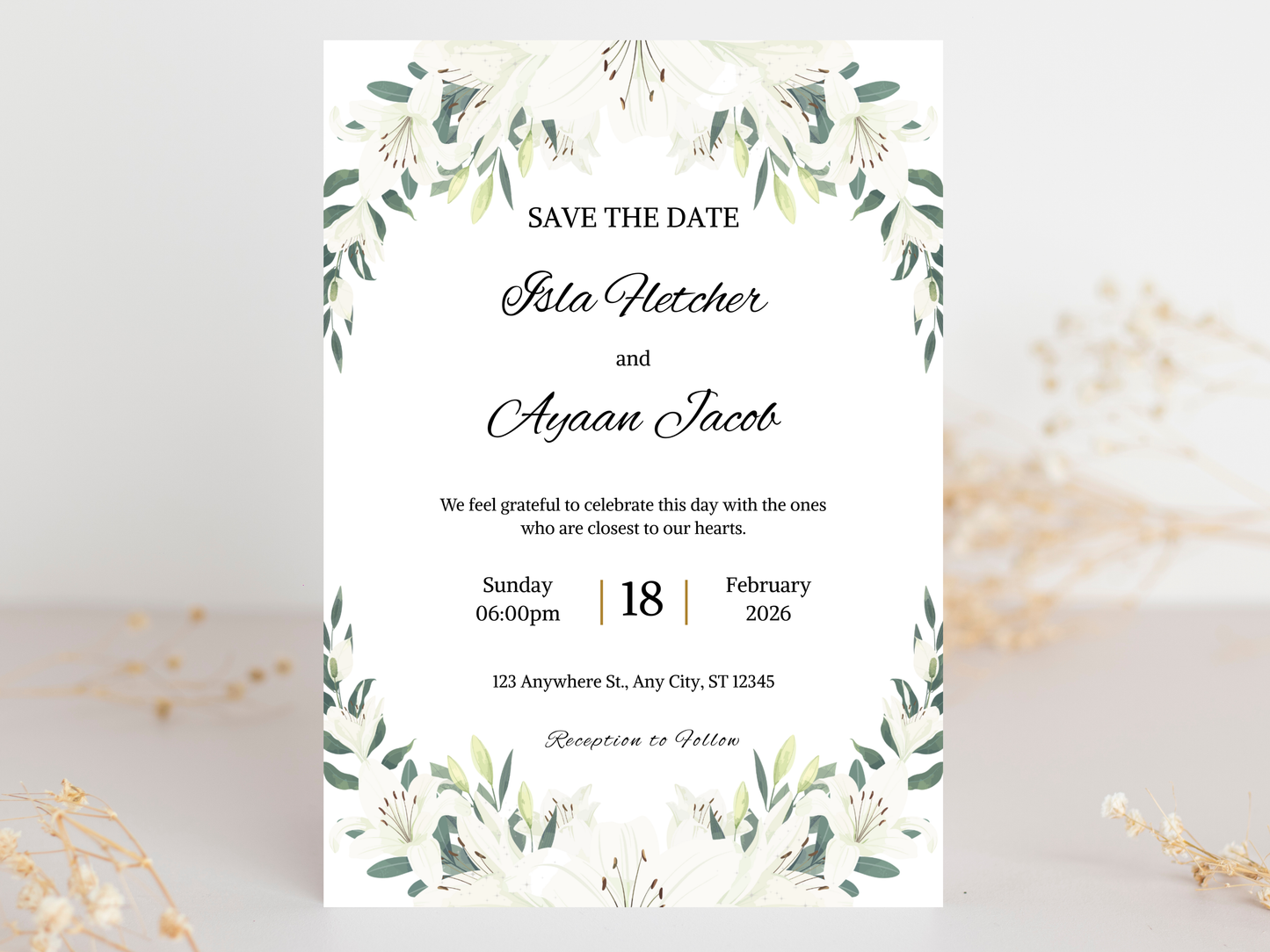 Wedding Invitation Set, RSVP, Wedding Invitation, Details, Editable, Template, WI247
