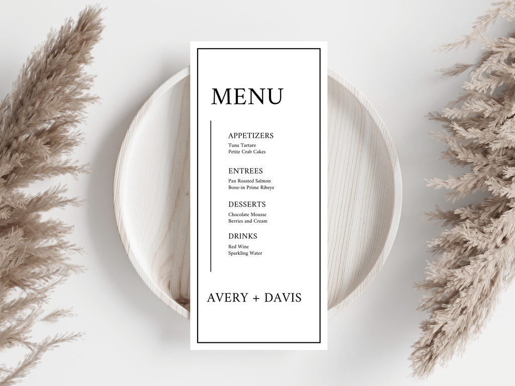 Wedding Menu & Thank You Template | Editable Canva Place Card. WI215