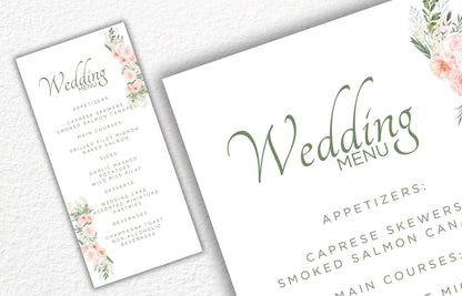 Blush Pink Rose Wedding Invitation, Boho Pink Sage Elegant Wedding Invite, Editable Floral Greenery Wedding Invitation. WEIB118
