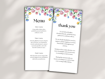 Wedding Thank you Card, Menu Card, Table Card. WI362