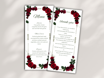 Wedding Thank you Card, Menu Card, Table Card. WI304