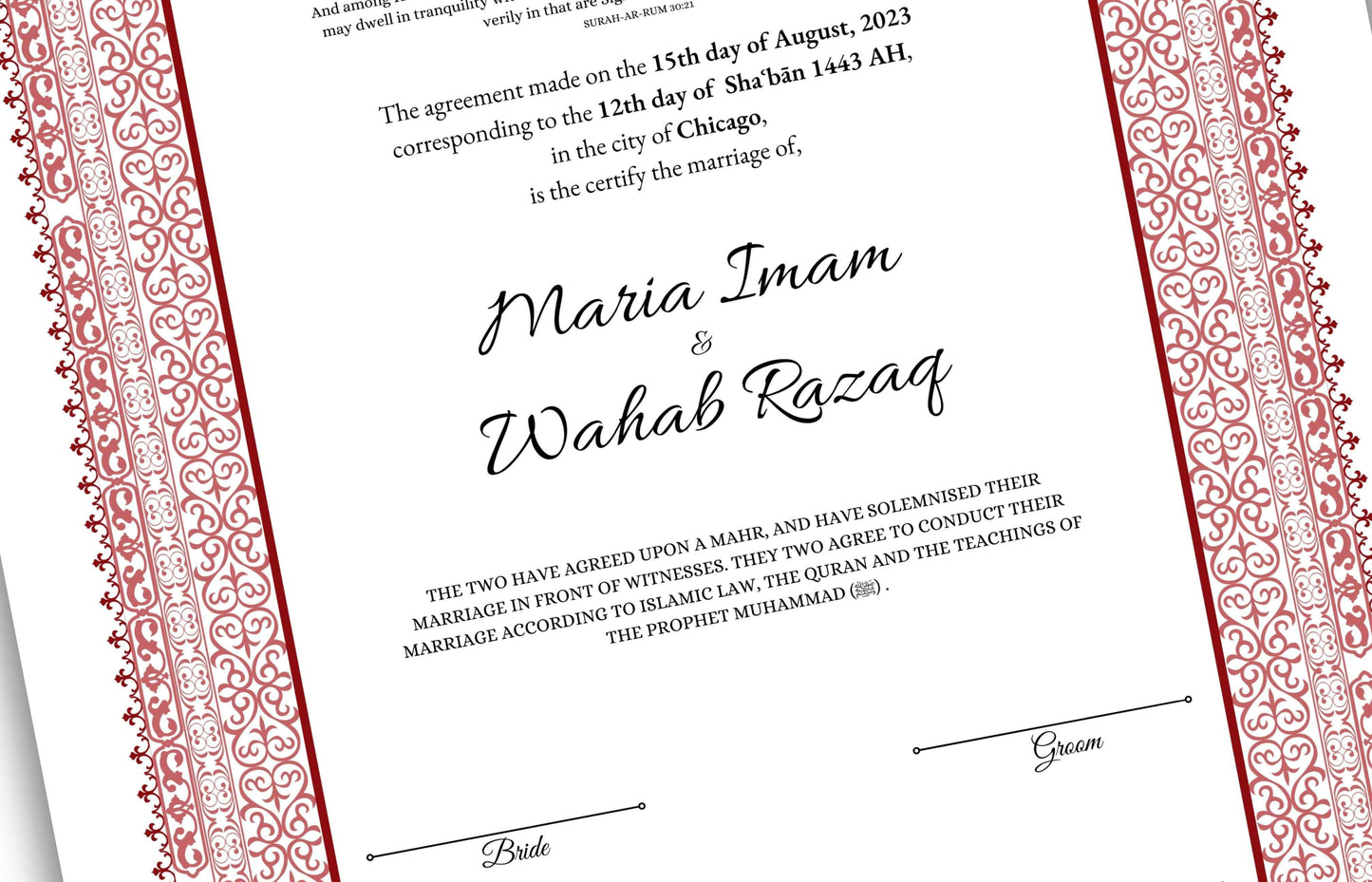 Nikkah Certificate Digital Download Personalised, A4, A3, Template, Instat Download. NN179