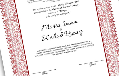 Nikkah Certificate Digital Download Personalised, A4, A3, Template, Instat Download. NN179