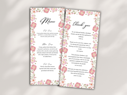 Wedding Thank you Card, Menu Card, Table Card. WI368