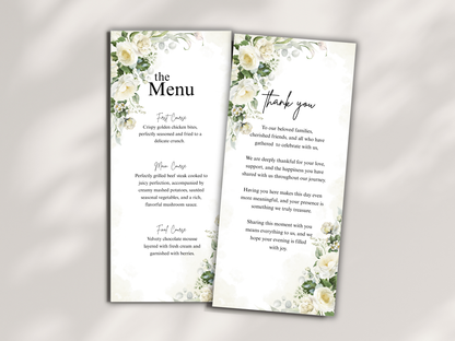 Wedding Thank you Card, Menu Card, Table Card. WI361