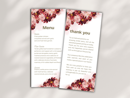 Wedding Thank you Card, Menu Card, Table Card. WI308