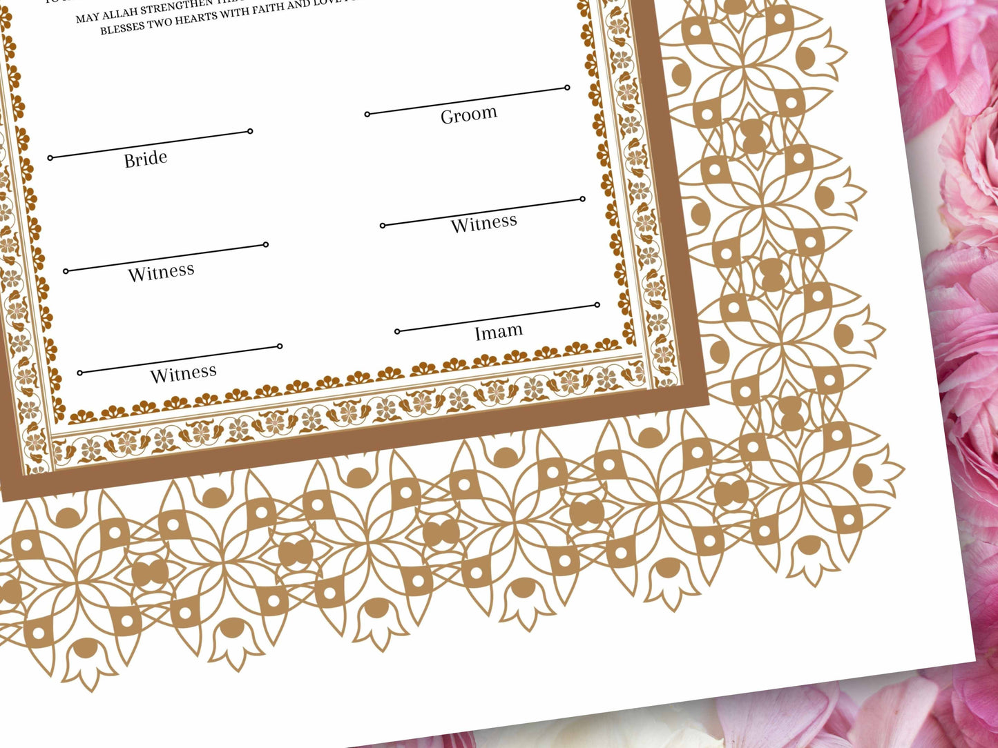 Luxury Nikkah Certificate in Pdf Format, Digital Download Nikkah Contract, Traditional Islamic Wedding Agreement. NT216