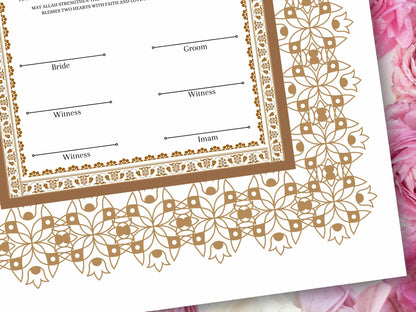 Luxury Nikkah Certificate in Pdf Format, Digital Download Nikkah Contract, Traditional Islamic Wedding Agreement. NT216