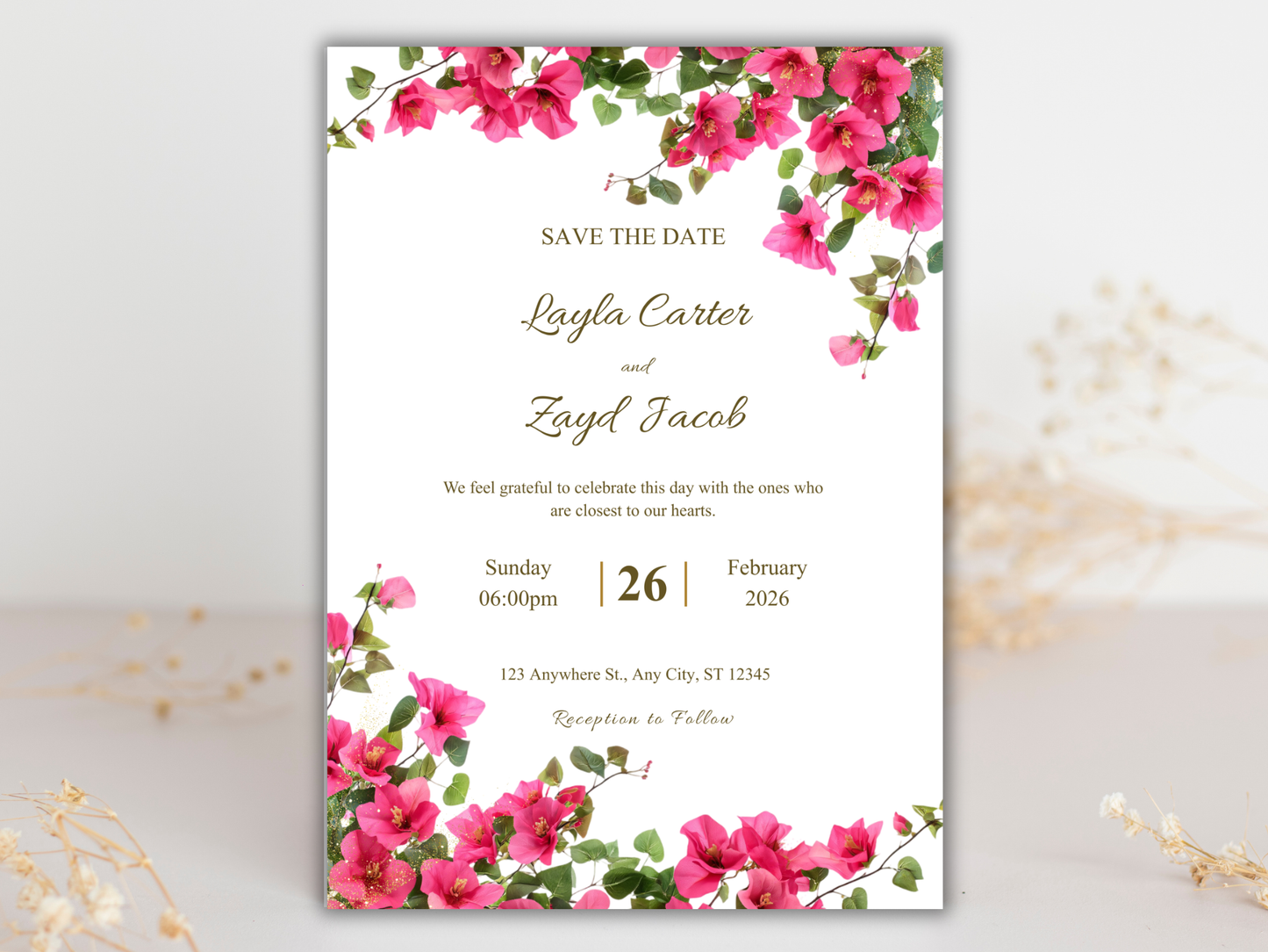 Wedding Invitation Set, RSVP, Wedding Invitation, Details, Editable, Template, WI255