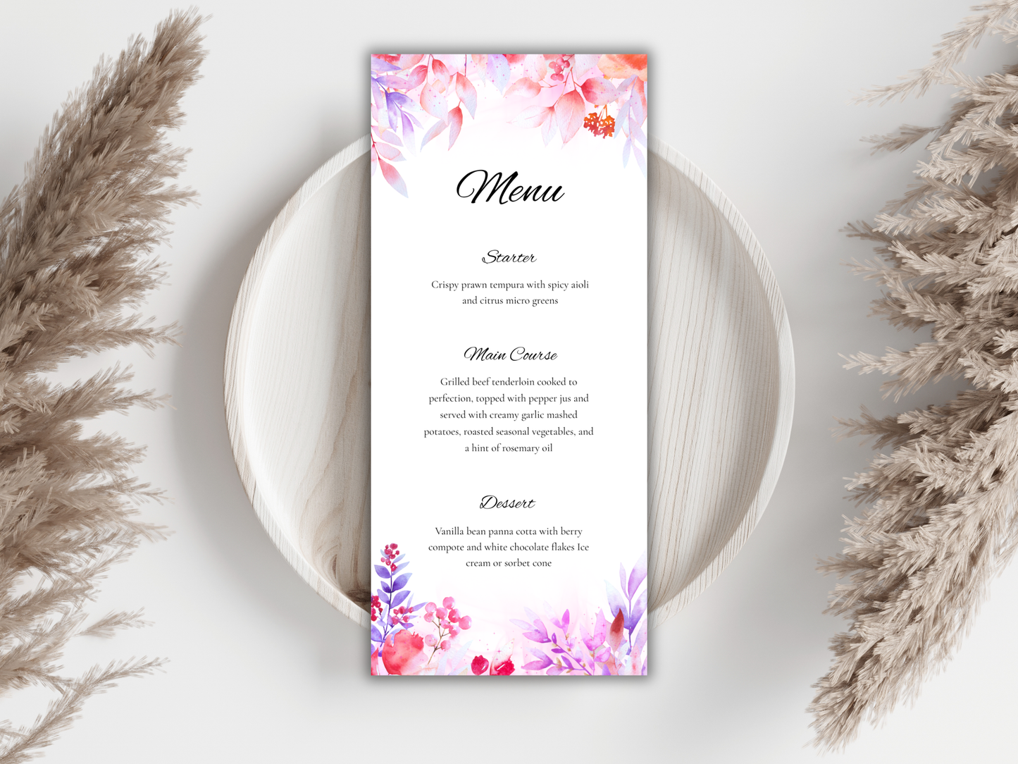 Wedding Menu Template, Thank You Card, Place Card. WI202