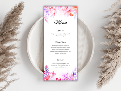 Wedding Menu Template, Thank You Card, Place Card. WI202