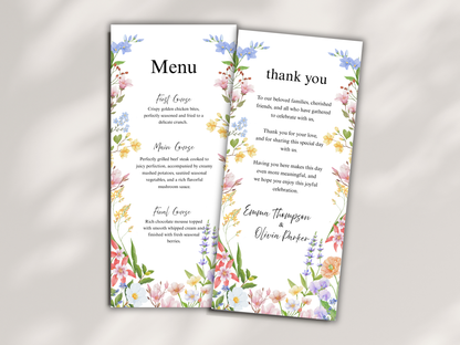 Wedding Thank you Card, Menu Card, Table Card. WI364