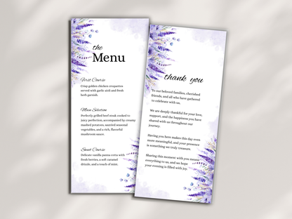 Wedding Thank you Card, Menu Card, Table Card. WI333