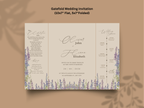 Lavender Wedding Invitation Template, Elegant Floral Itinerary Invite, Rustic Garden Wedding Suite, Editable Purple Flower Invitation.WI178