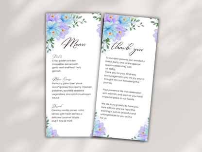 Wedding Thank you Card, Menu Card, Table Card. WI313