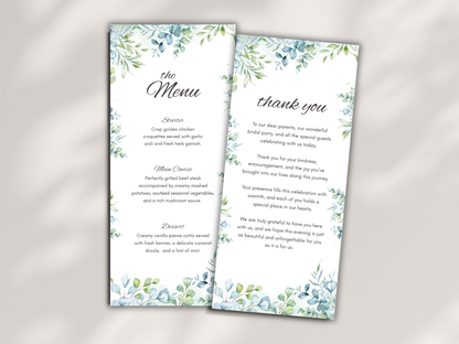 Wedding Thank you Card, Menu Card, Table Card. WI317
