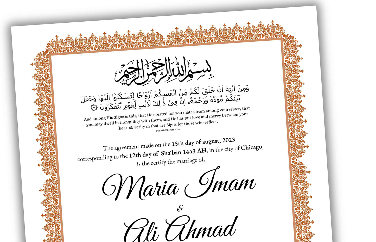 Nikkah Certificate Digital Download Personalised, A4, A3, Template, Instat Download. NN139