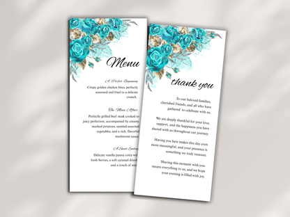 Wedding Thank you Card, Menu Card, Table Card. WI342