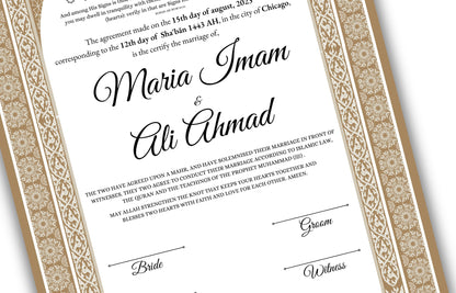 Digital Nikah Certificate, Nikahnama, A4/A3 Nikkahnama, Qubool Hai Muslim Islamic Marriage. NN130