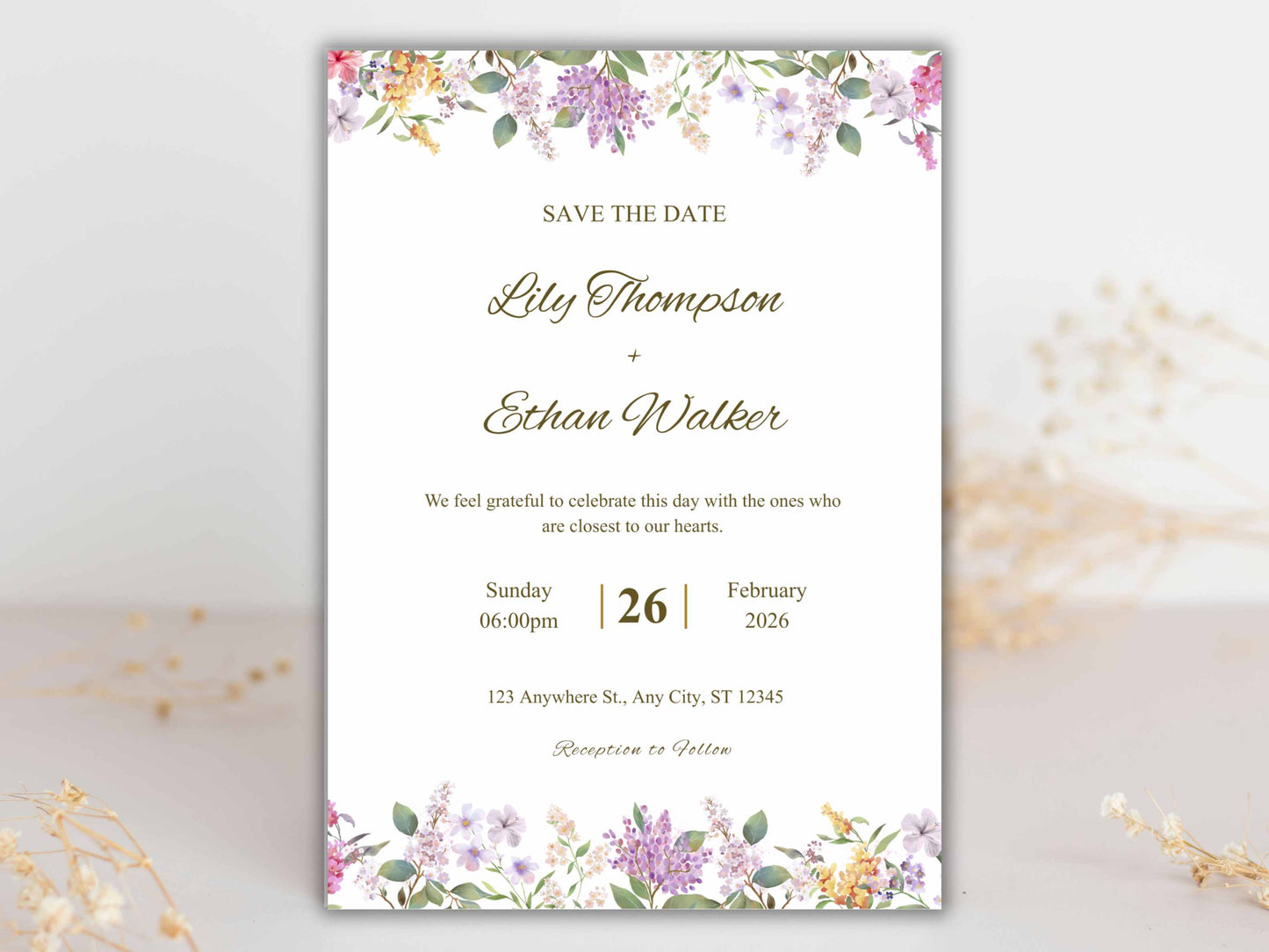 Wedding Invitation Bundle, RSVP, Thank You Card, Table Card, Menu Card, Reception Card, Details Card. WI258