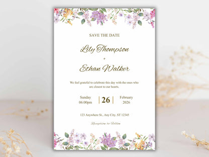 Wedding Invitation Bundle, RSVP, Thank You Card, Table Card, Menu Card, Reception Card, Details Card. WI258